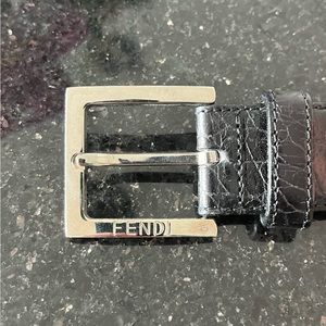 Fendi Black Leather Belt, Size 32 Men